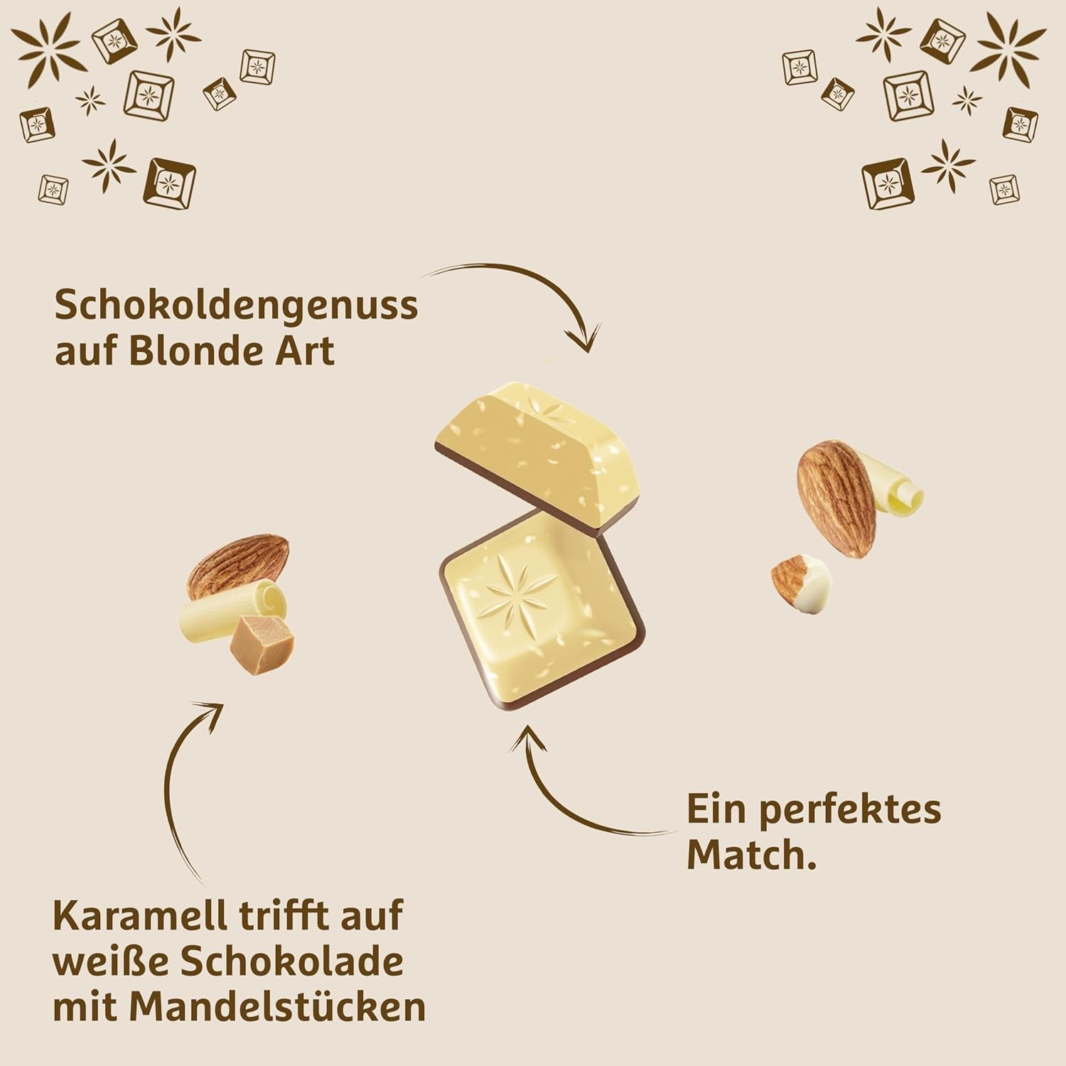 Schogetten Mandorla Bionda | Cioccolato bianco con pezzetti di caramello e mandorle | 100 g| Convenientemente porzionato (confezione da 2)
