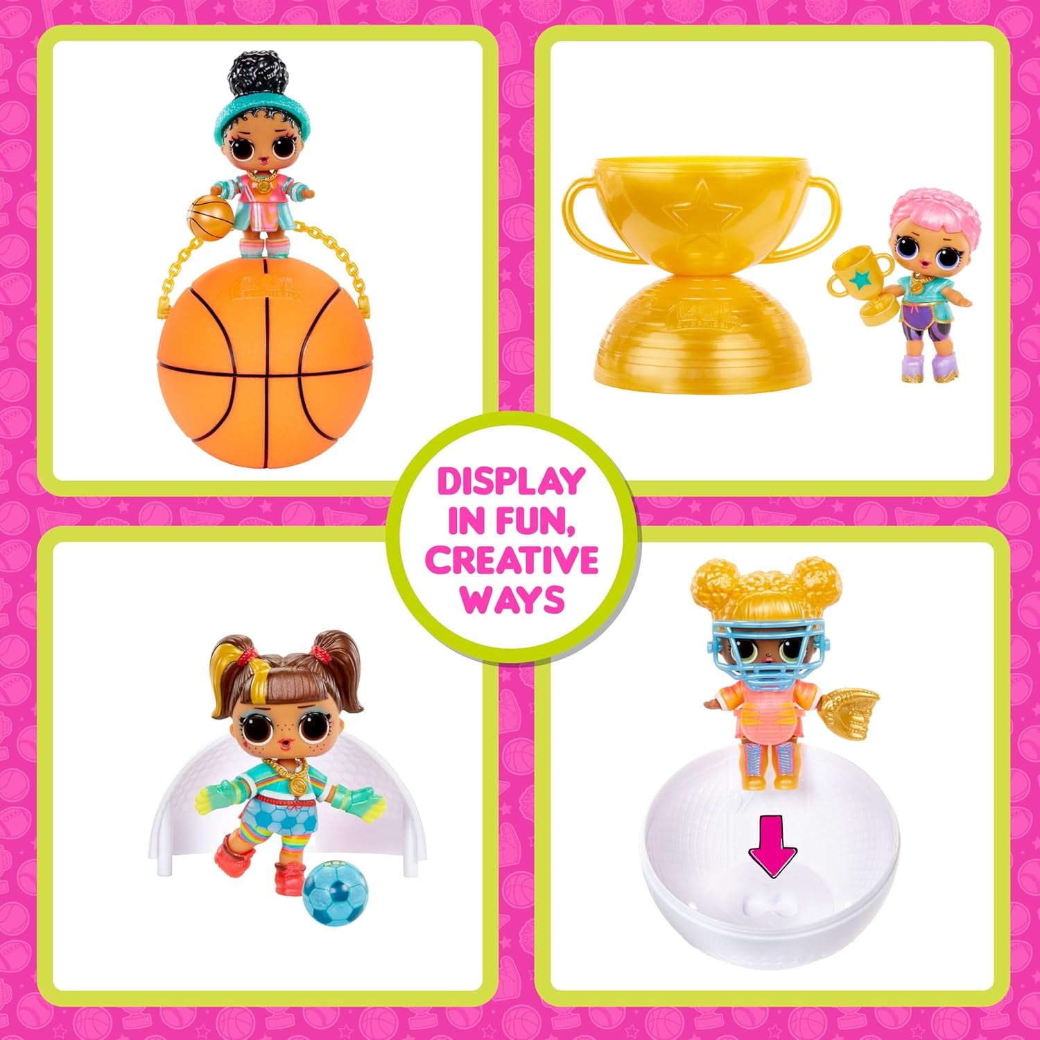 LOL Sorpresa! Collezione All-Star Sports Vault Tots - Include 1 bambola, confezione corazzata, 12 bambole da collezione, 8 accessori unboxing, ideale dai 4 anni in su, Rosa
