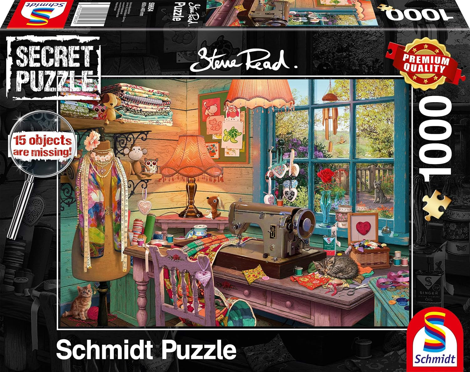 Schmidt Spiele 59654 Puzzle segreto, Nella stanza del cucito, puzzle 1000 pezzi Puzzle Naty Shop Titolo predefinito