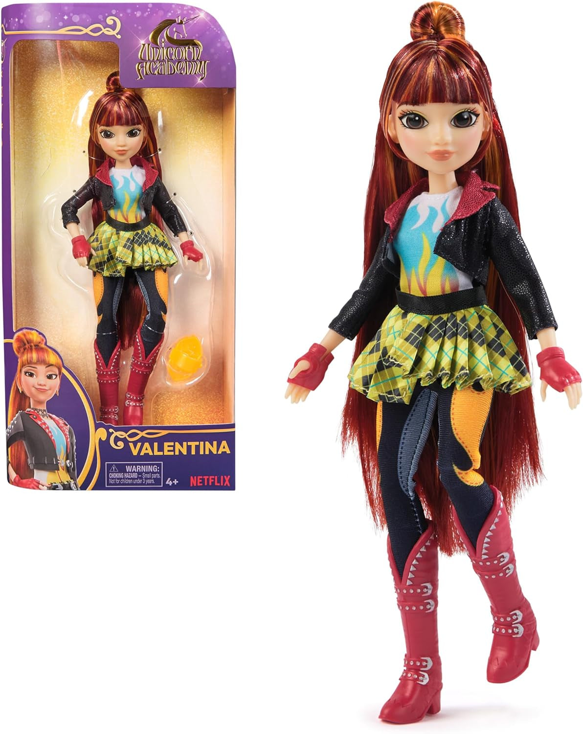 Bambola Valentina Unicorn Academy - la bambola originale della popolare serie Netflix, è alta 24 cm e ha 5 accessori per giochi di ruolo fantasiosi, per bambini dai 4 anni in su
