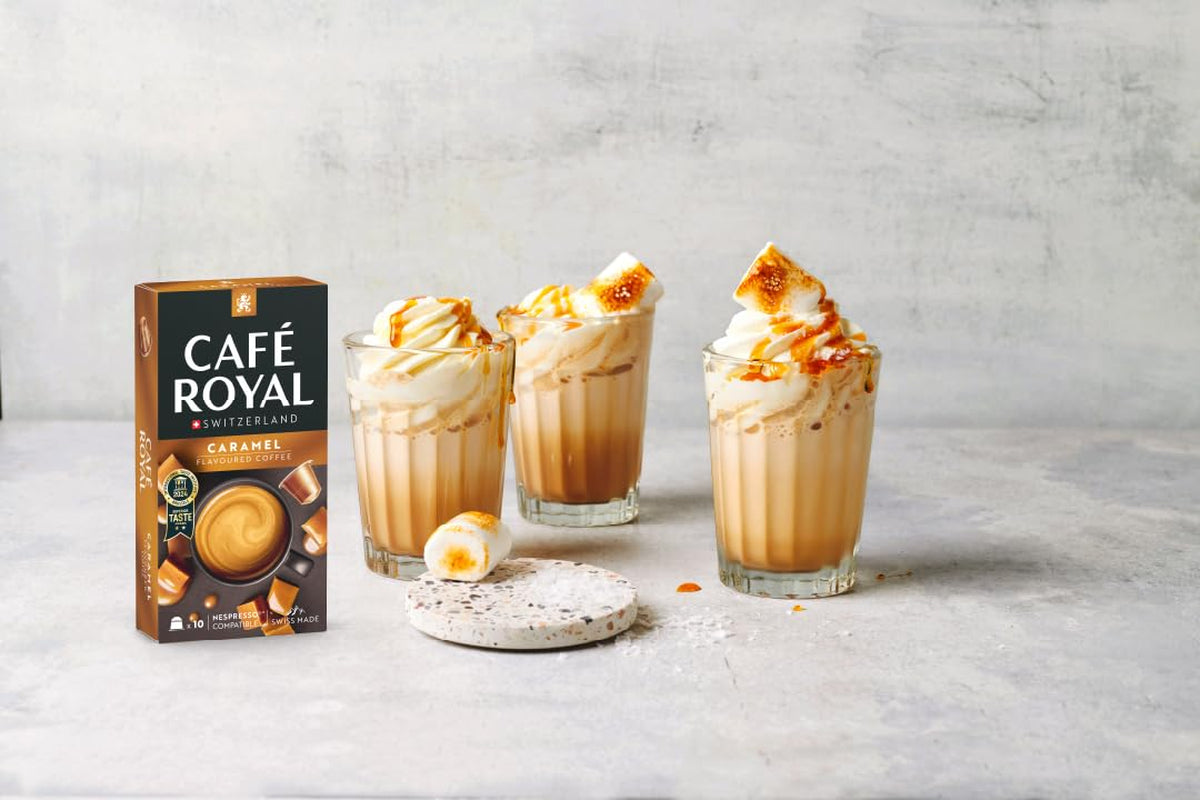 Café Royal Caramel Kaffee aromatizzato – Kaffeekapseln compatibile Nespresso®, cremoso, helle Röstung, 100 % Arabica, Rainforest Alliance, 100 Kapseln