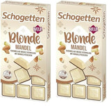 Schogetten Mandorla Bionda | Cioccolato bianco con pezzetti di caramello e mandorle | 100 g| Convenientemente porzionato (confezione da 2)
