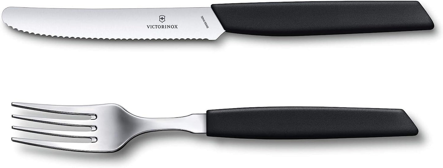 VICTORINOX Set di posate svizzere moderne per 6 persone 12 pezzi Cucina Naty Shop Nero
