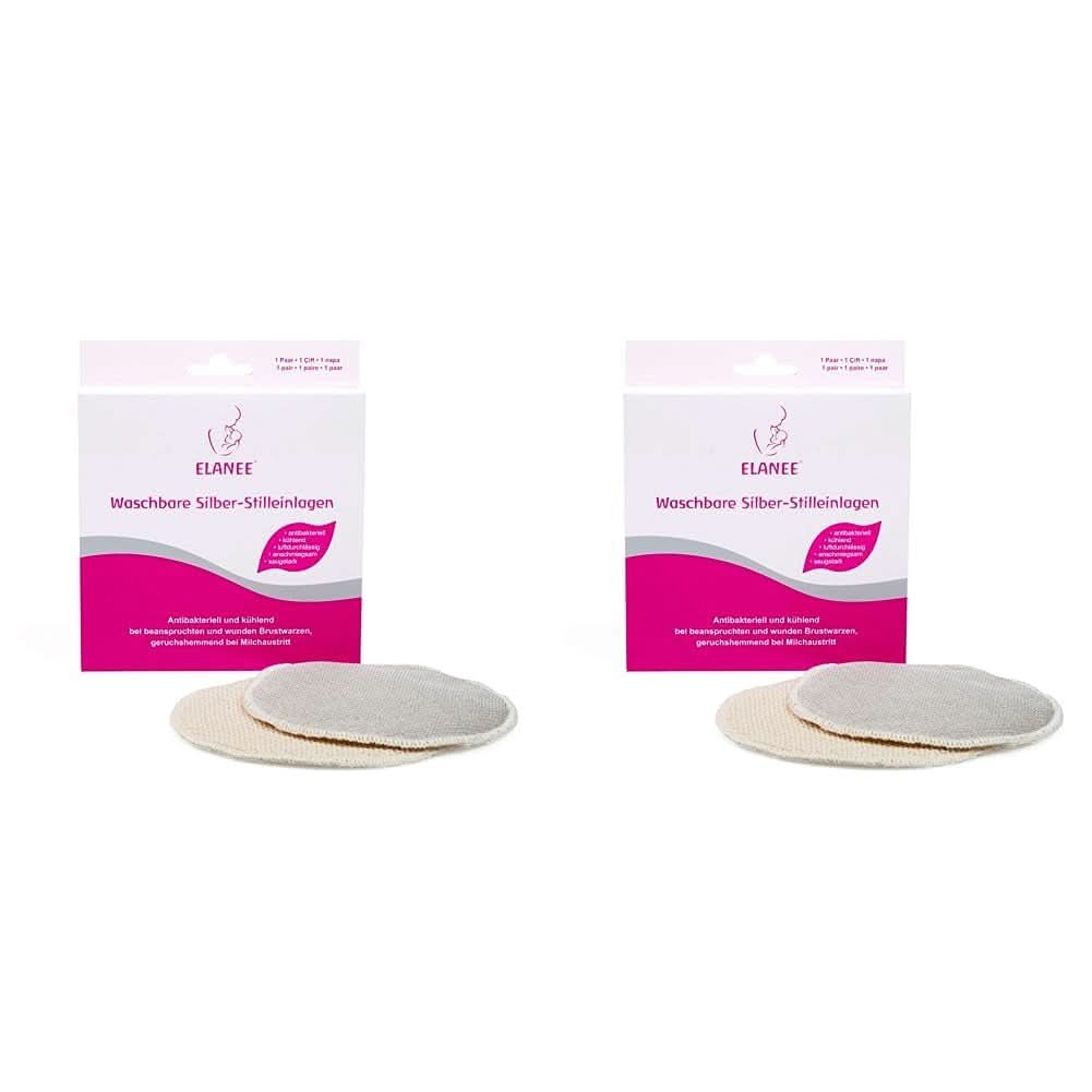 ELANEE Coppette assorbilatte, argento, antibatteriche e lavabili - Morbide e rinfrescanti Accessori Alimentazione e Allattamento Bebe Naty Shop 2 pezzi (confezione da 2)