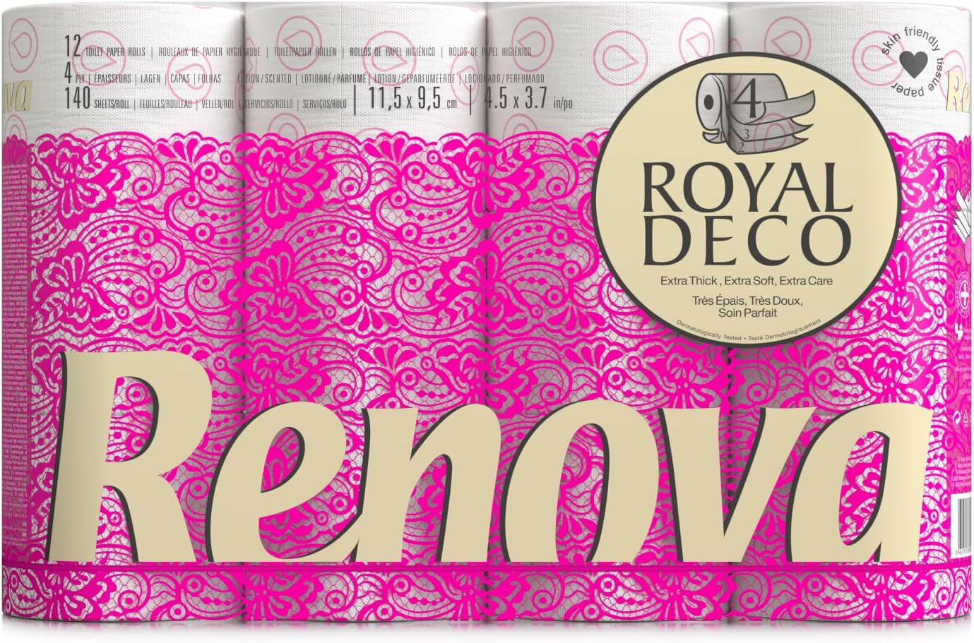 Carta igienica Renova 4 strati bianca decorata profumata - 12 rotoli roll Blanco Decorado Perfumado
