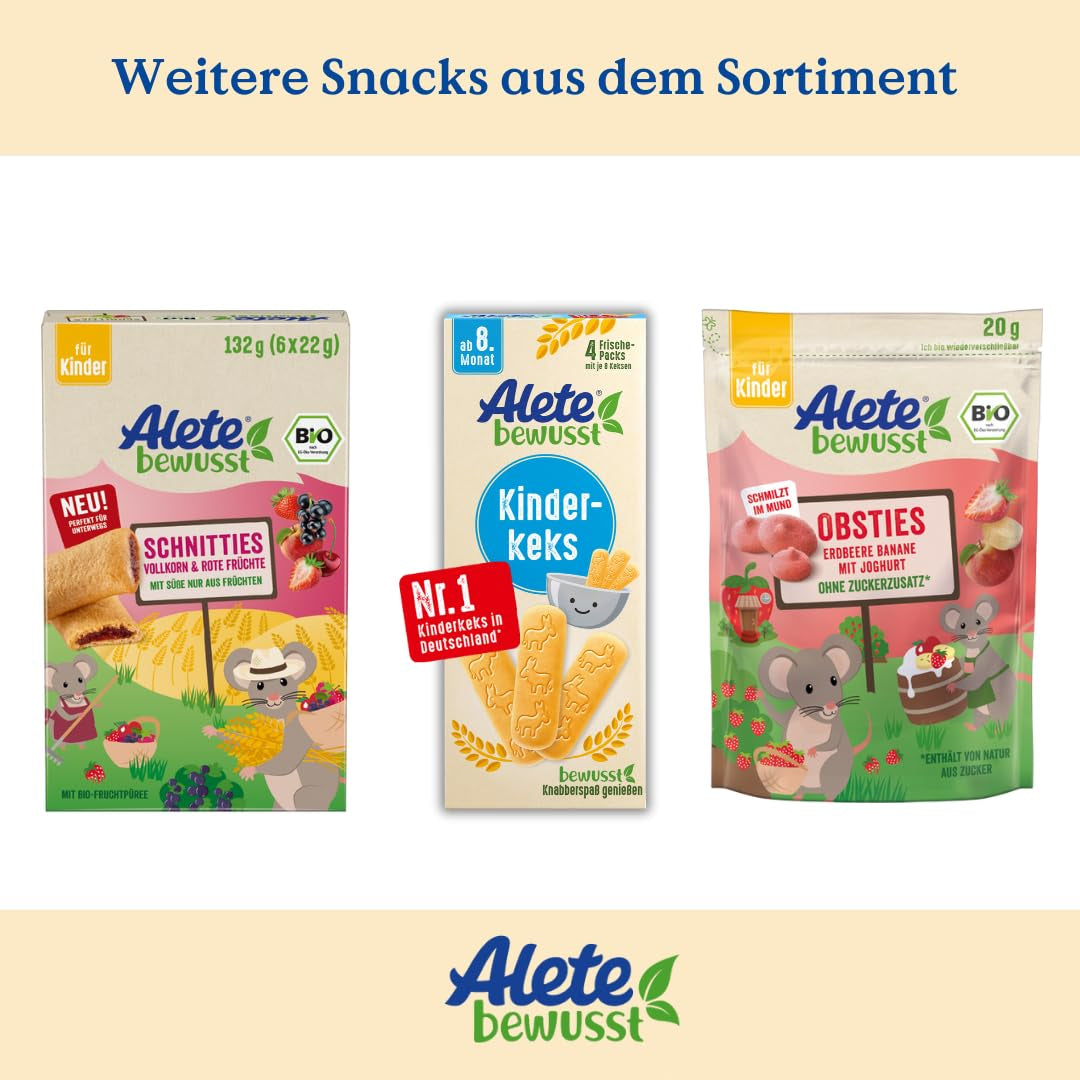 Alete Fettine Biologiche con Cereali Integrali e Mela 6 x 22 g