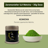 Grado cerimoniale UJI - Scatola da 30 g - Bio - 100% Matcha giapponese - Primo raccolto - Matcha puro - Macinato