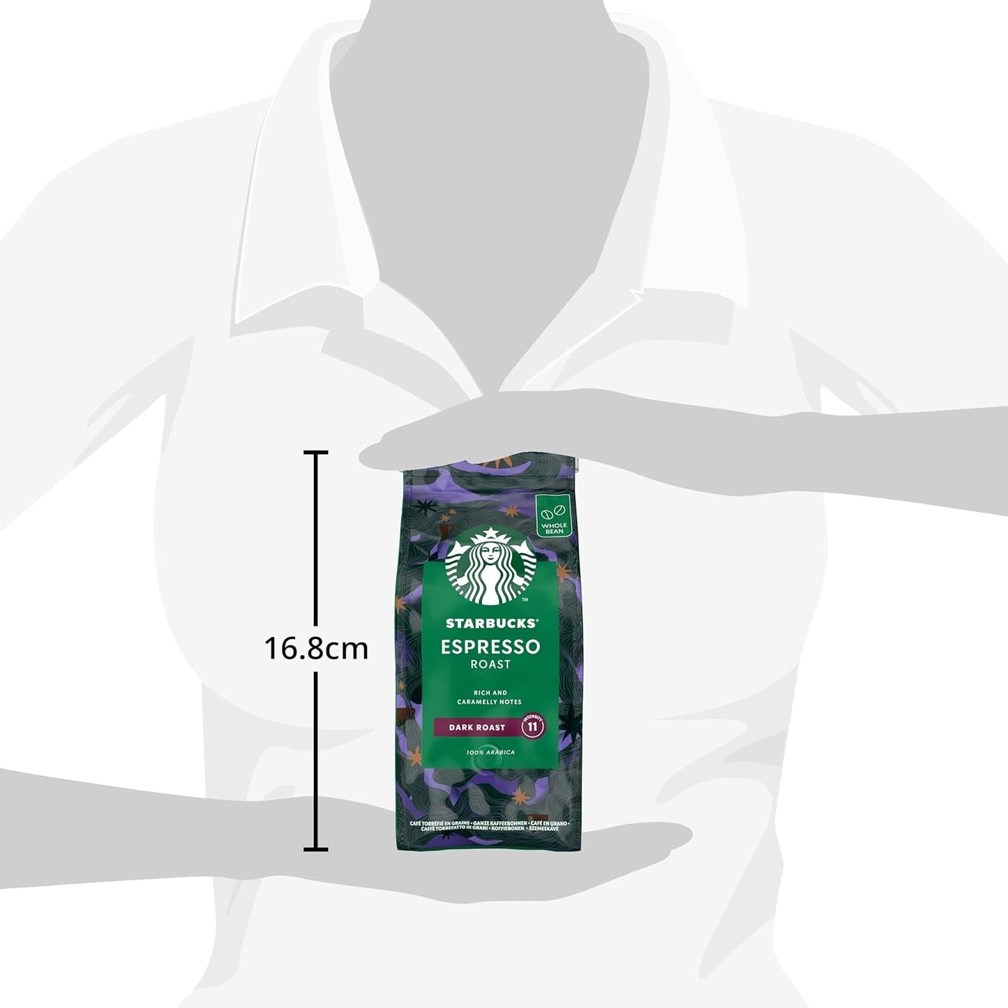 STARBUCKS Espresso Roast, Black Roast, Caffè in grani interi 200 g (Confezione da 6)