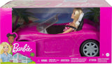 Bambola Barbie decappottabile con glitter rosa, pneumatici realistici, logo, giocattolo dai 3 anni in su, DJR55