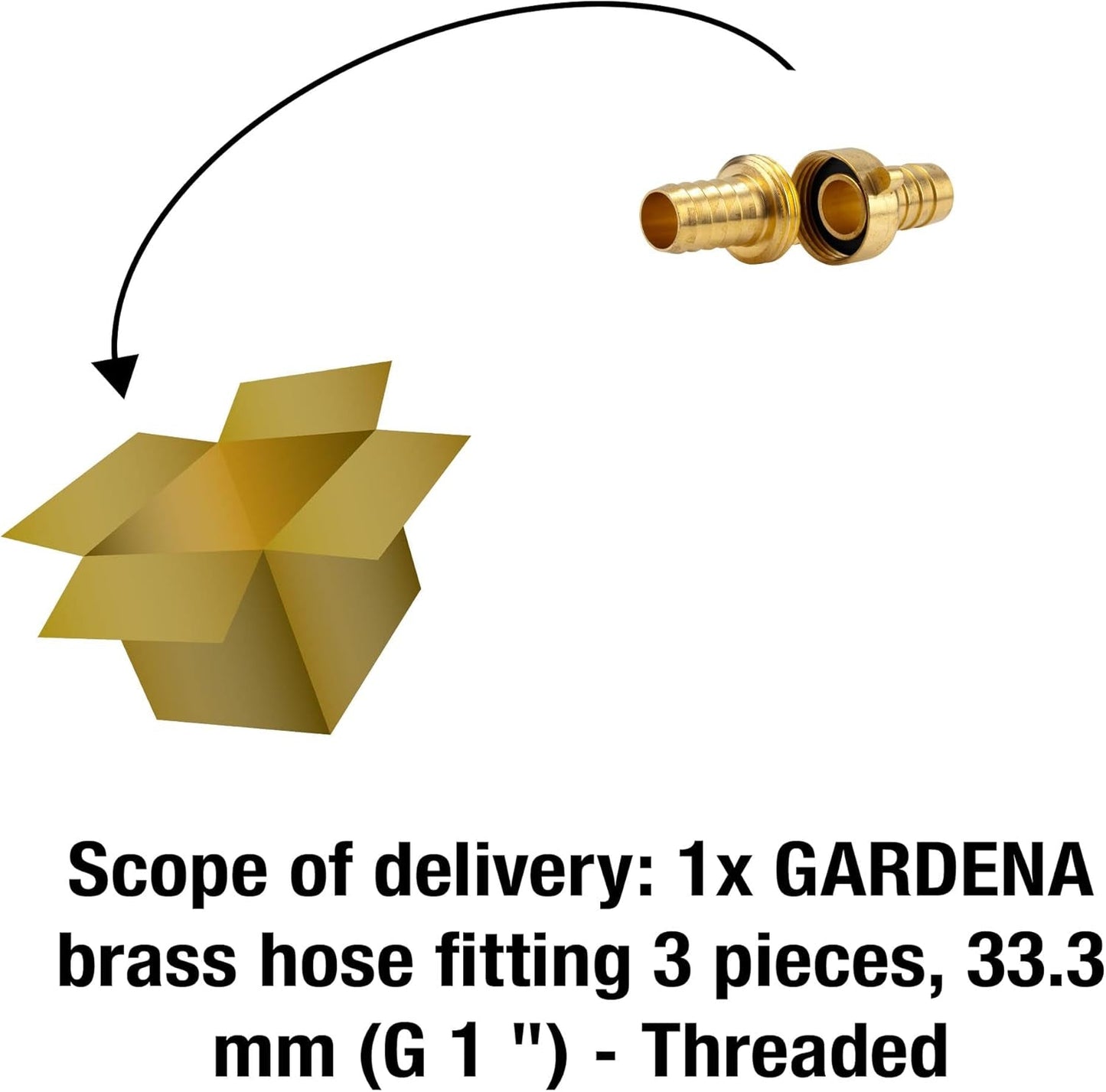 Gardena Raccordo per tubo in ottone, 3 pezzi: raccordo di prolunga per tubo, filettatura 33,3 mm (G 1 pollice), per tubi da 19 mm (3/4 pollici) (7152-20)