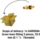 Gardena Raccordo per tubo in ottone, 3 pezzi: raccordo di prolunga per tubo, filettatura 33,3 mm (G 1 pollice), per tubi da 19 mm (3/4 pollici) (7152-20)