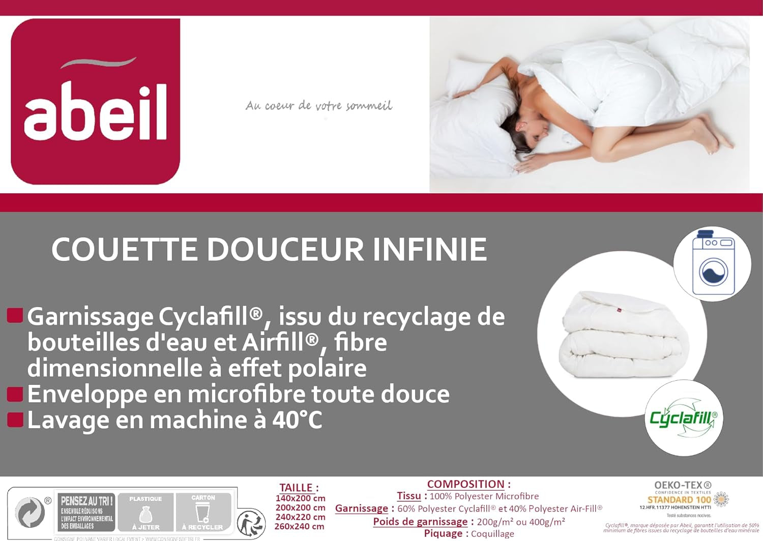 15000000534 Douceur Infinie Trapunta, leggera, poliestere, bianco, bianco, 240 X 260 cm Trapunte e trapunte Naty Shop