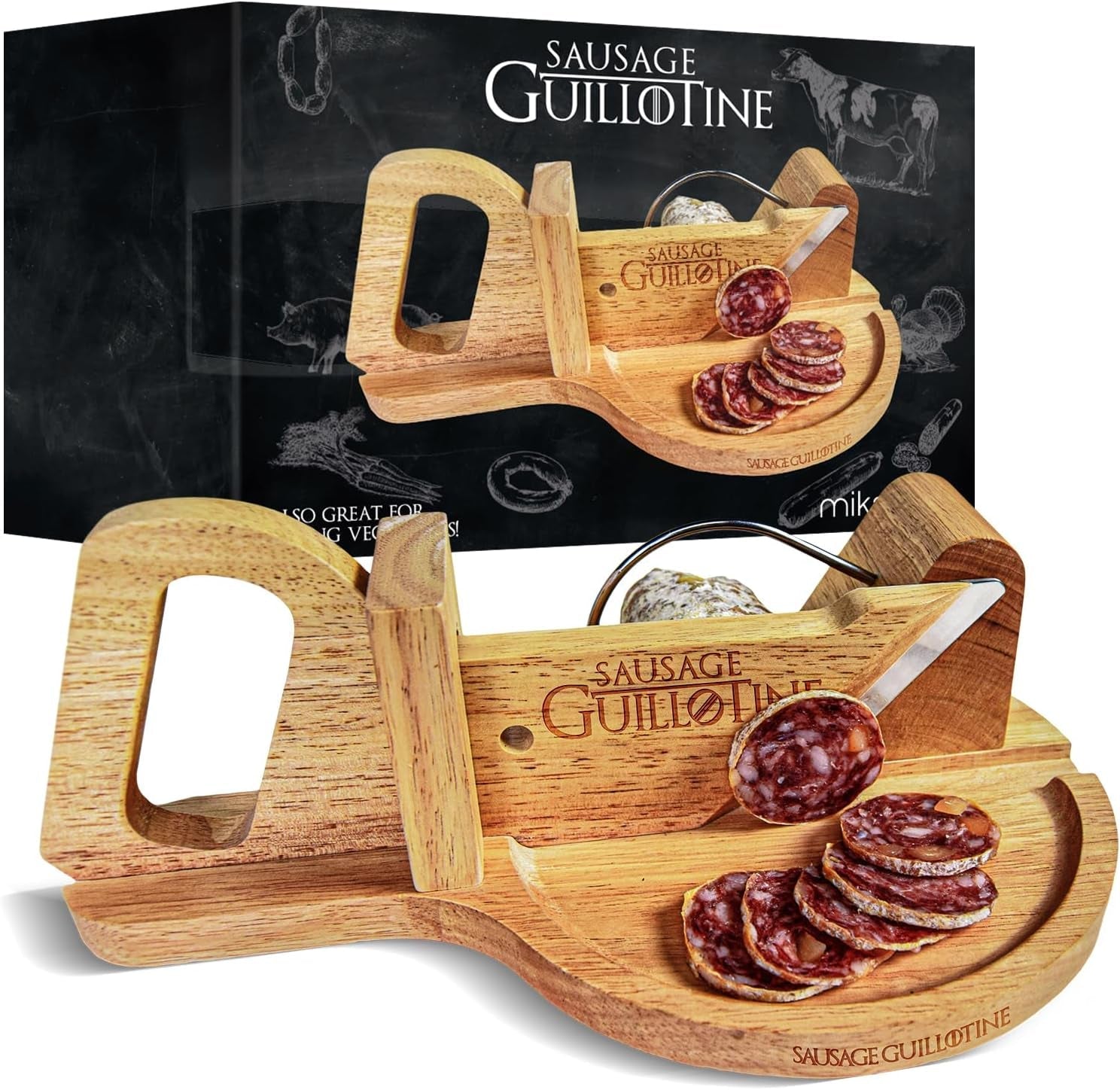 Tagliasalsicce Tradizionale - Ghigliottina per salsicce - 30 X 19 X 12 Cm - Grattugie e Affettatrici in Legno Massello Naty Shop Default Title