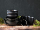 CreaTable, 22699, serie Industrial Gold BLACK, set di stoviglie da 16 pezzi per 4 persone, servizio combinato in porcellana, lavabile in lavastoviglie e adatto al microonde, produzione di qualità