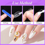 Becellen 500 punte per unghie artificiali, punte per unghie in gel morbido, copertura completa, punte per unghie in gel, unghie artificiali pre-lucidate, set di colla per nail art fai da te (mandorle)