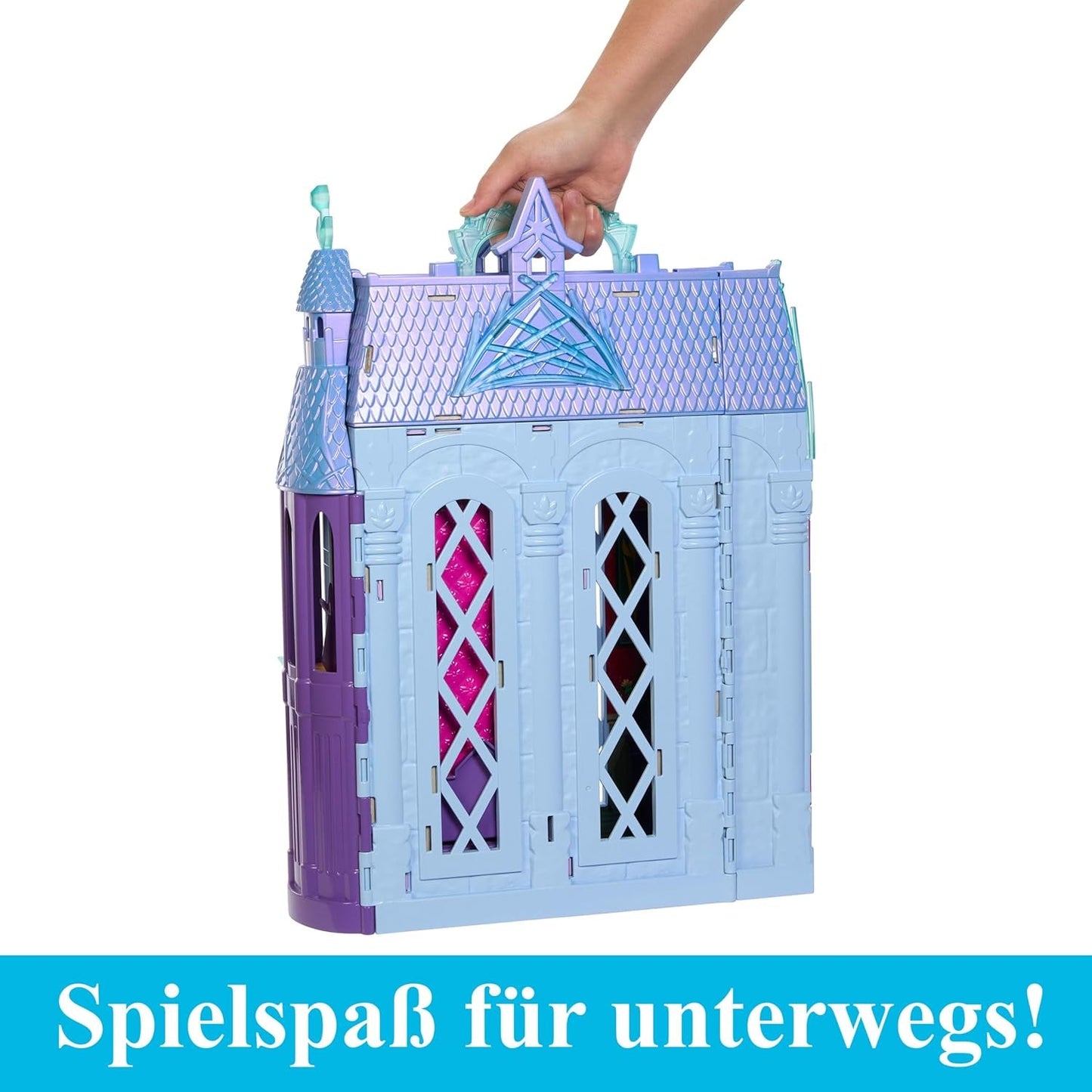 Mattel Disney Frozen - Casa delle bambole Castello Arendelle (60 cm+) con la bambola Elsa, 4 parchi giochi e 15 mobili e accessori Disney Frozen II, HLW61