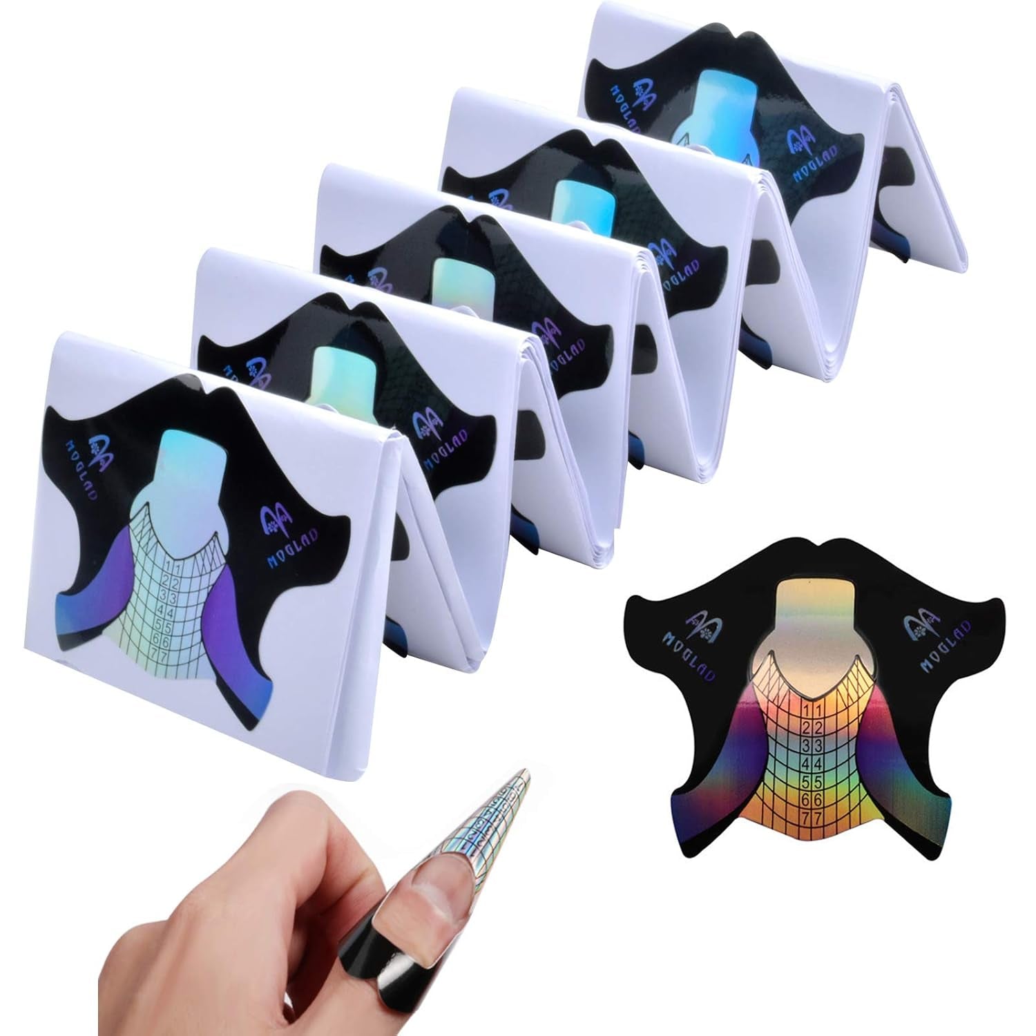 100 modelli per unghie in gel, accessori per unghie artificiali, modelli per unghie autoadesive per nail art, unghie in gel, estensioni per unghie artificiali