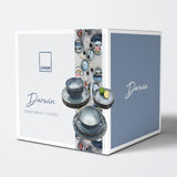 SANGER | Set di stoviglie Darwin da 12 pezzi, set di stoviglie in gres per 4 persone, set di stoviglie blu comprensivo di piatti piani, piatti da dessert e piatti fondi, set di stoviglie fatto a mano | LA COLLEZIONE PREMIUM