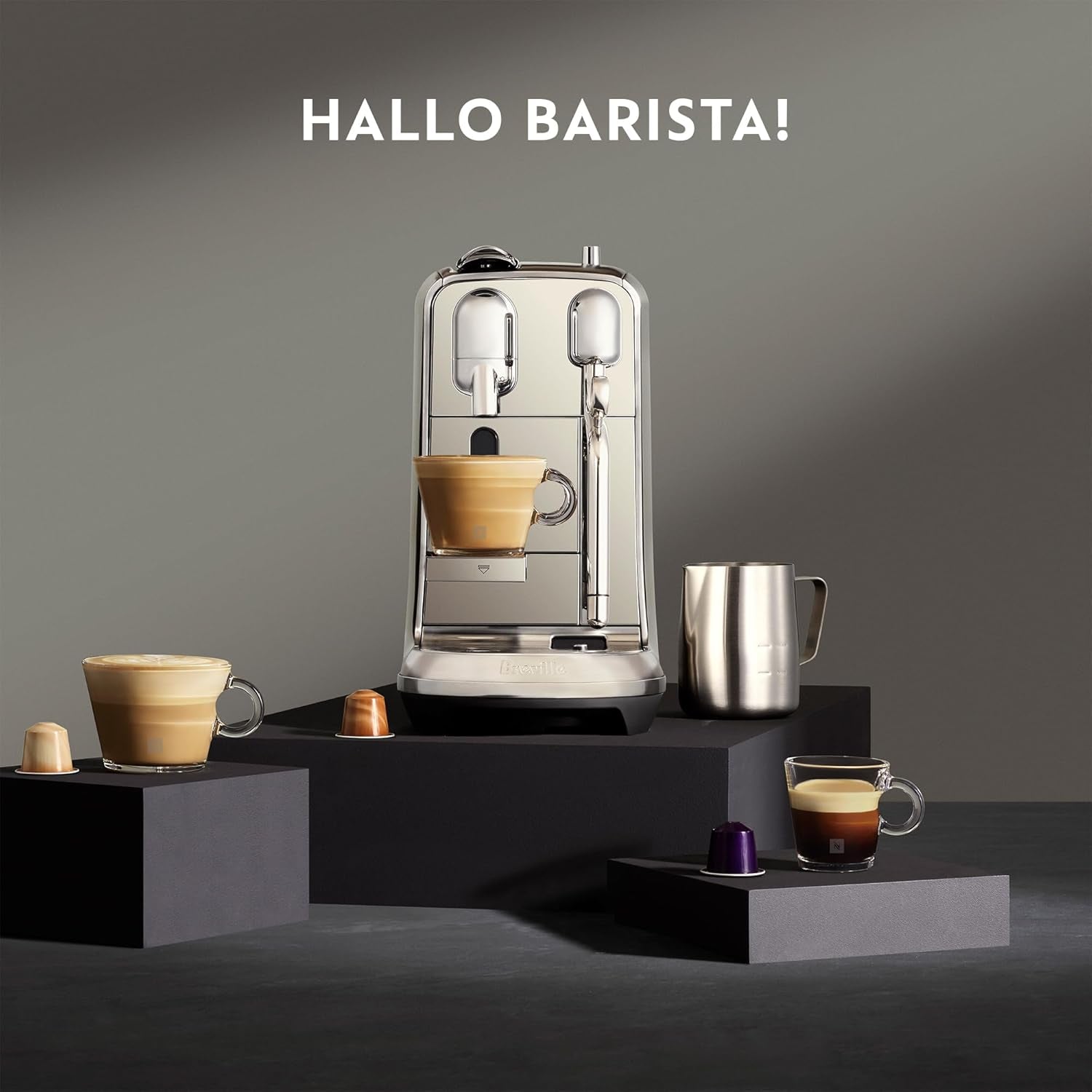 Macchina per caffè espresso a capsule Sage Nespresso SNE800BSS Creatista Plus, acciaio inossidabile spazzolato