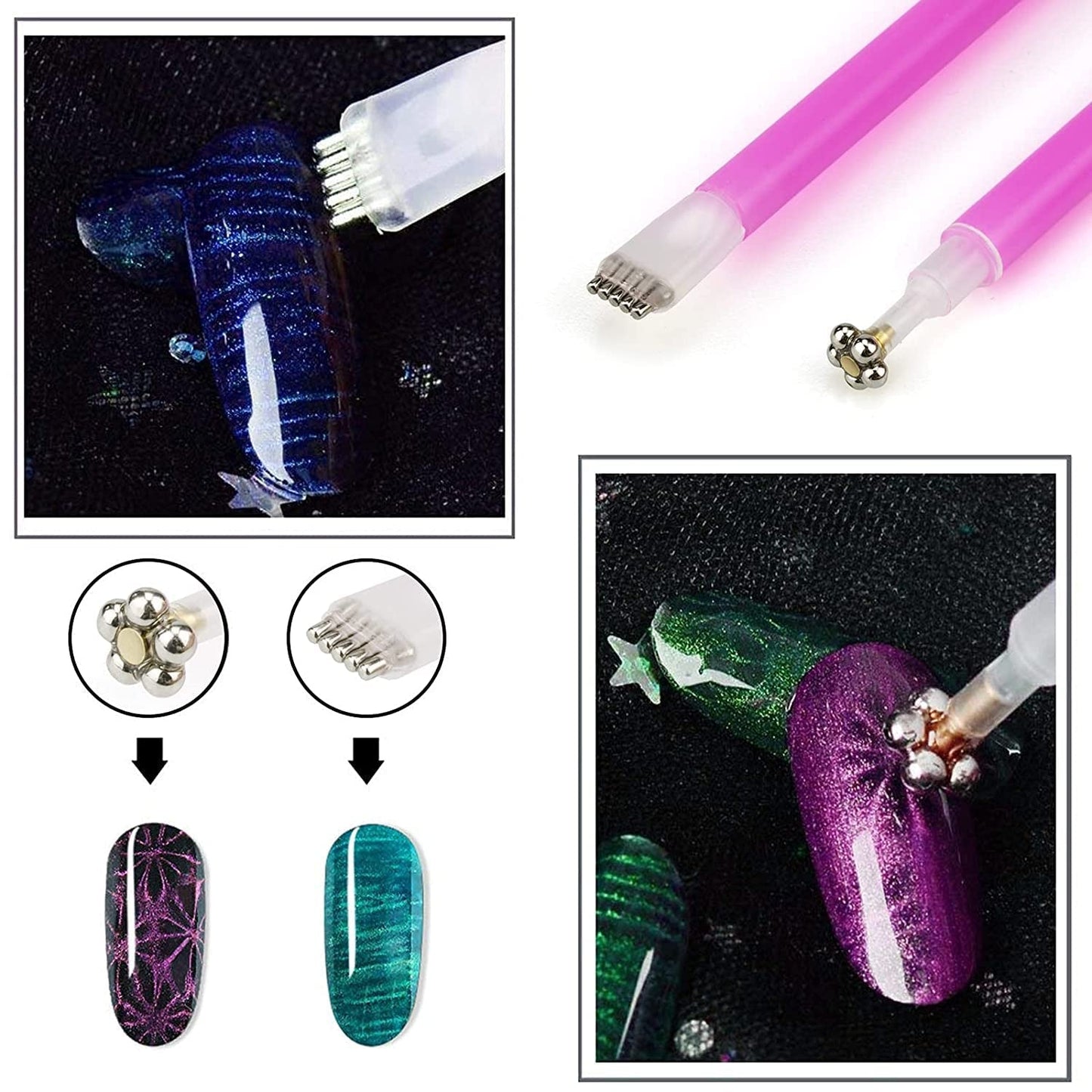 Nail Art Werkzeug Magnetstift, 10 Stück Nagel Magnet Stick Tool Set, Nagel Magnet Stift e Starker Magnet Stock Punktierungsstifte Für DIY 3D Magnetics Katzenauge UV Gel Polnisch Nagel Kunst