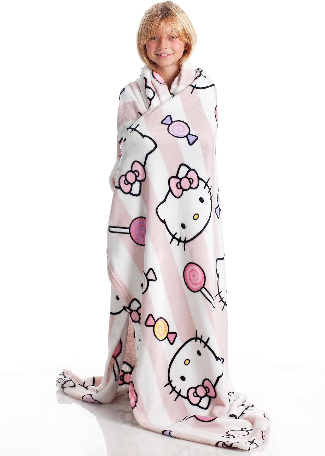 Copriletto Hello Kitty, rosa, morbida coperta 130X170Cm, copriletto copriletto o copridivano in microfibra. Qualità con certificato Oekotex, Letti e coperte Sanrio Besuche den Kanguru-Store