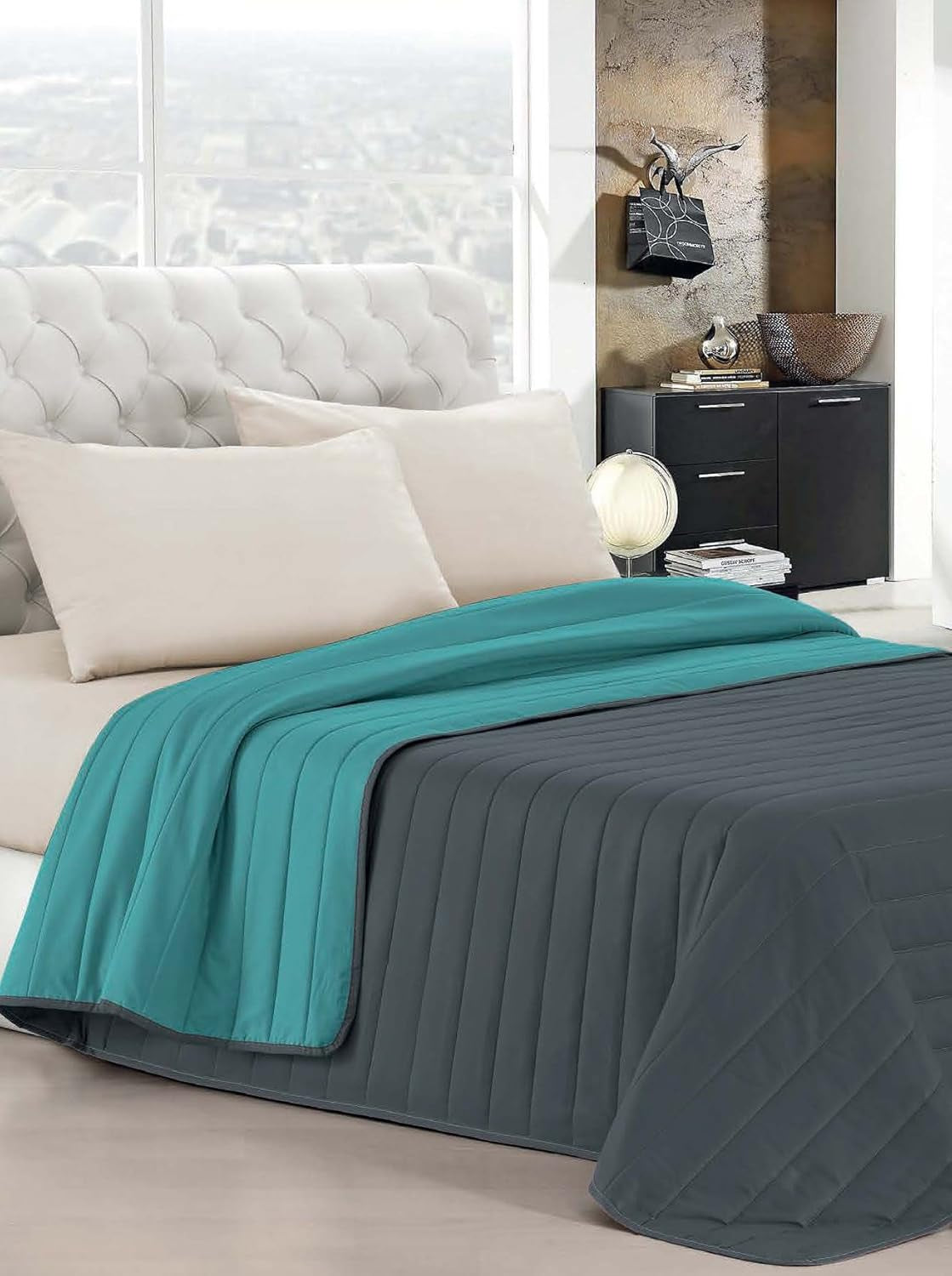 Biancheria da letto italiana Estivo letto singolo, lino, Acqua, 170 X 270 Cm