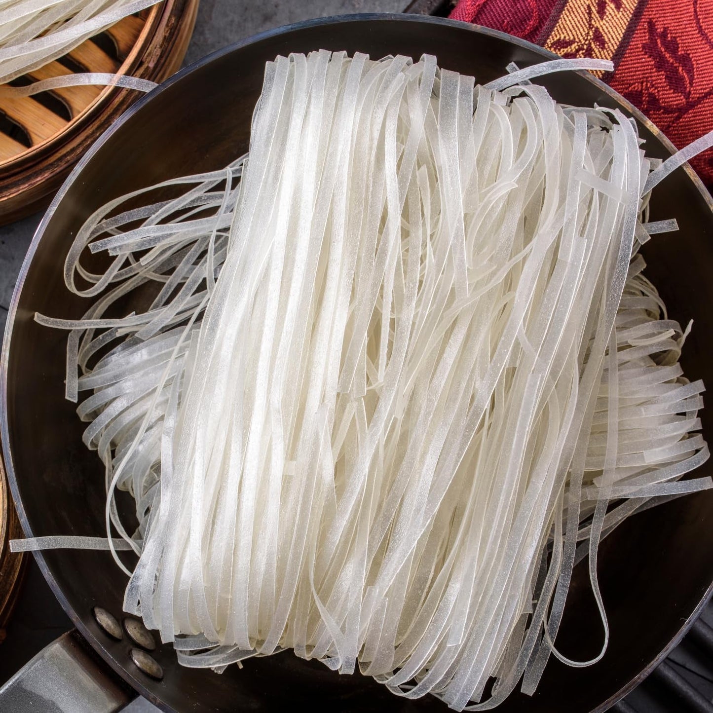 Spaghetti di riso - Spaghetti di riso tailandesi, larghi 10 mm, a base di farina di riso, dritti - 1 x 400 g (confezione da 3)