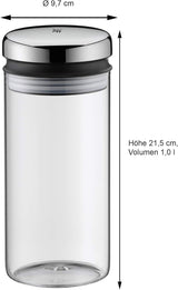WMF Barista dispenser per sciroppo/miele 240ml, barattolo in vetro e contenitore 1l, altezza 21,5 cm, barattolo con coperchio, contenitore per caffè in grani, barattolo per cereali, barattolo per alimenti con grande apertura Scatole per alimenti Naty Shop