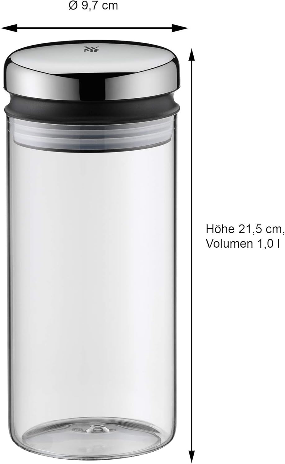 WMF Barista dispenser per sciroppo/miele 240ml, barattolo in vetro e contenitore 1l, altezza 21,5 cm, barattolo con coperchio, contenitore per caffè in grani, barattolo per cereali, barattolo per alimenti con grande apertura Scatole per alimenti Naty Shop