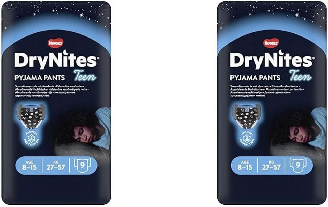 Huggies Drynites Ragazzi 8-15 Anni 9 Pezzi (Confezione da 2) Naty Shop 18 Pezzi (Confezione da 2 x 9 Pezzi)