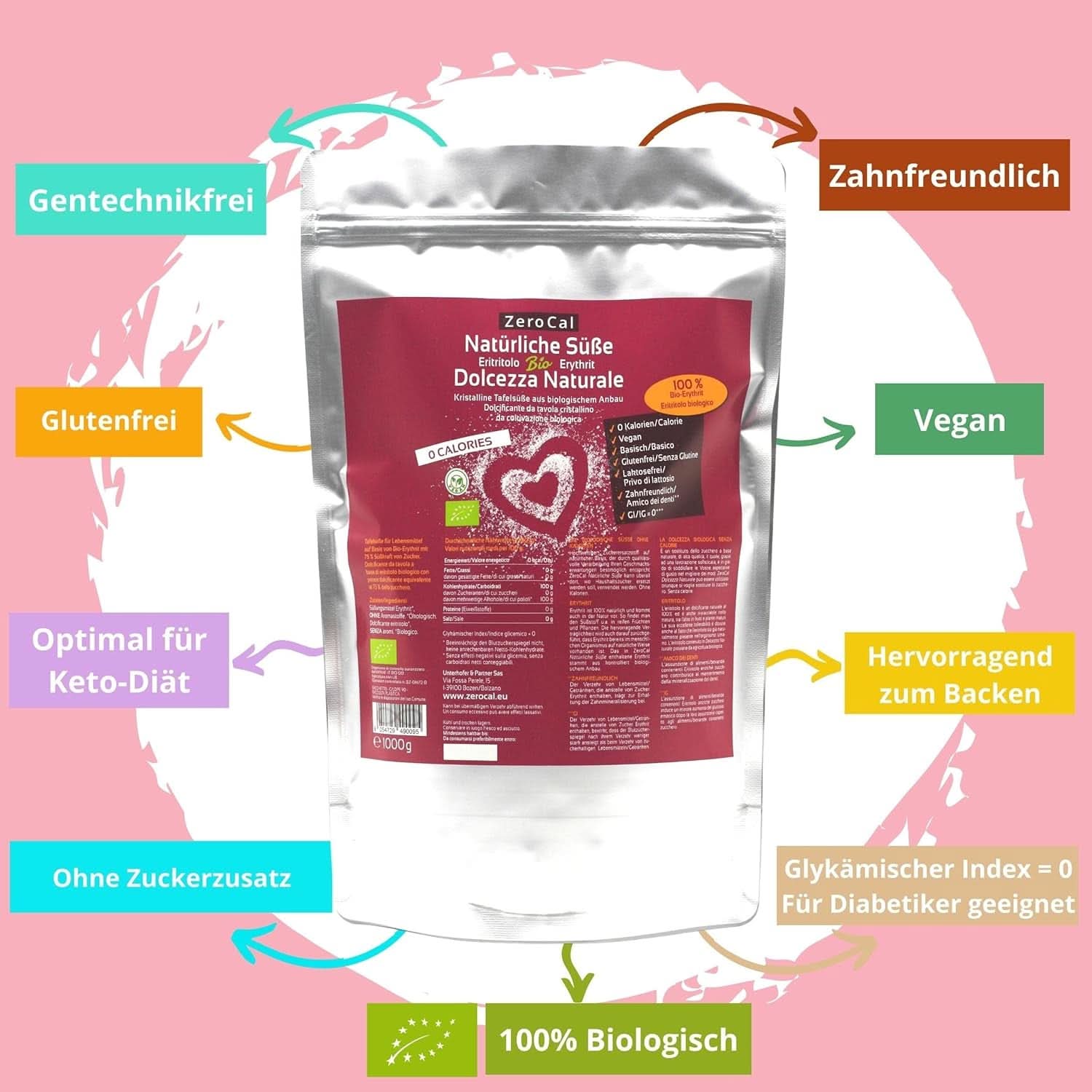 Zerocal - Eritritolo Biologico 1KG Dolcificanti Naty Shop