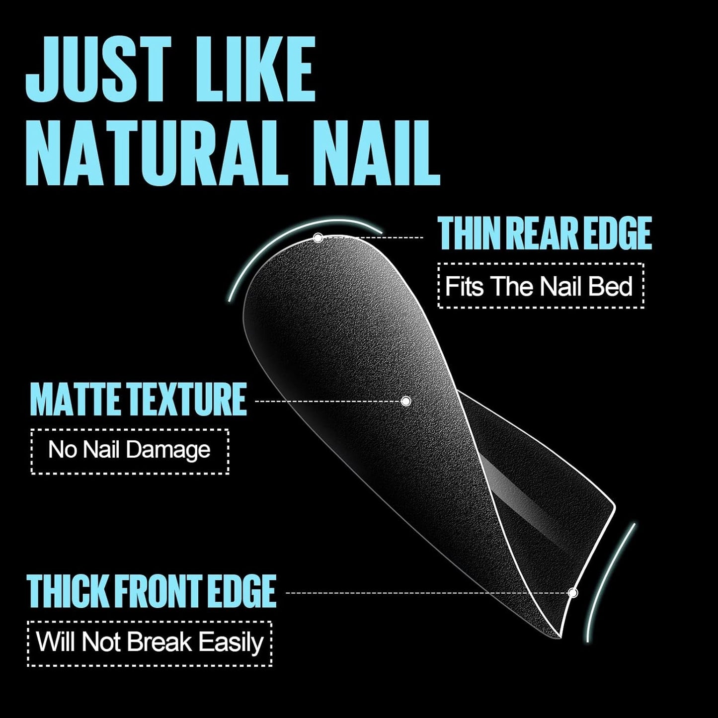 TOMICCA Coffin Tips Punte per unghie ultra corte - Punte per unghie, Punte in gel morbido, Copertura completa, Punte per unghie artificiali opache preformate, Punte per unghie in gel - 360 pezzi, 15 dimensioni