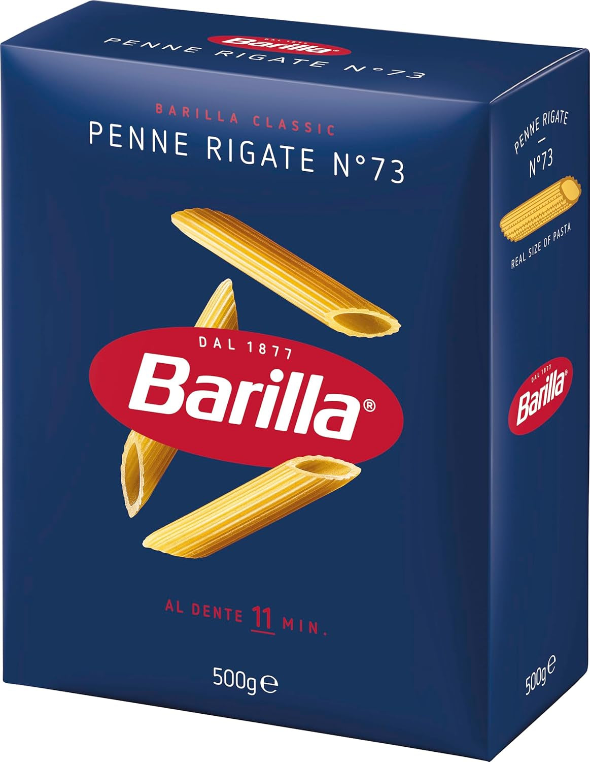 Pasta Barilla Classica Penne Rigate Nr. 73 di semola di grano duro di alta qualità, sempre al dente (1 x 500 g)