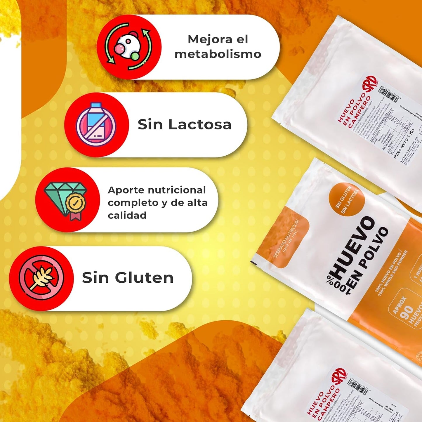 Eipulver aus Freilandeiern (1kg) | Pasteurisiertes Vollei Pulver | Ohne Zusatztoffe | Senza glutine e senza lattosio | Vakuumverpackung im Zip-Beutel