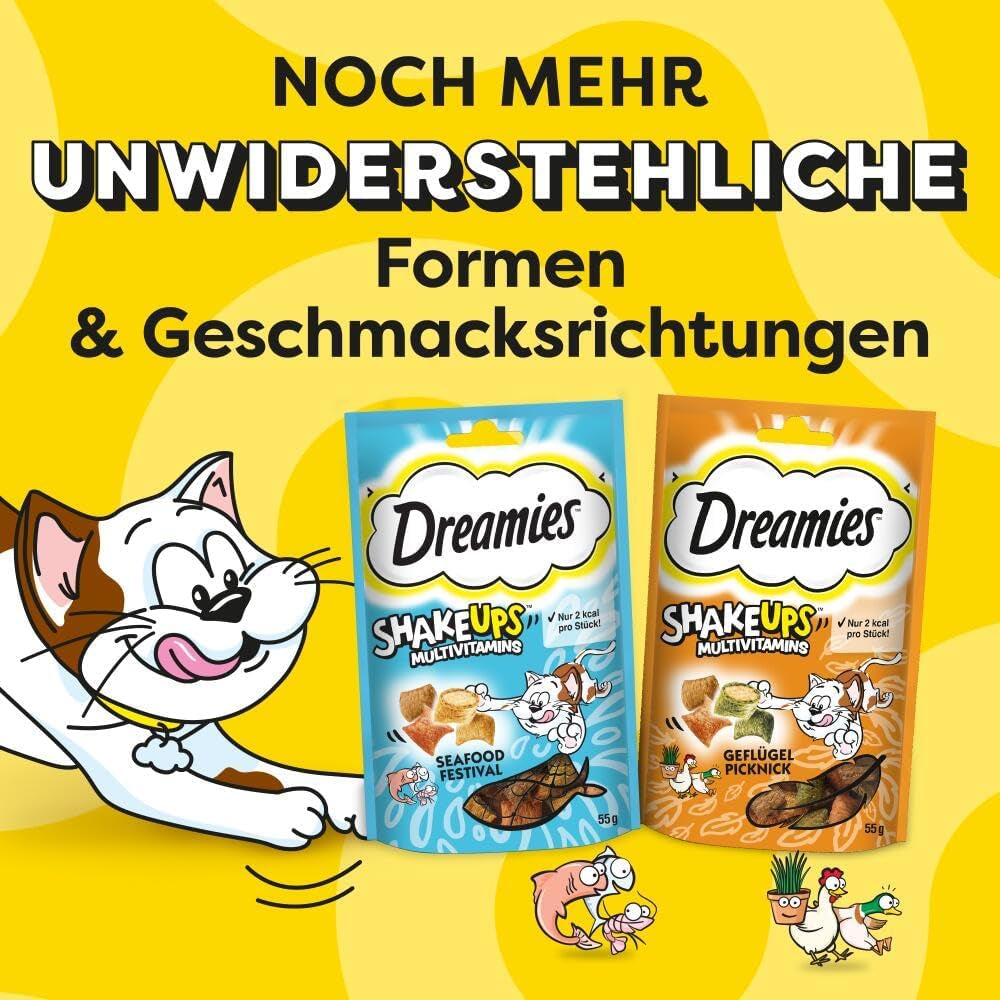 DREAMIES SHAKE UPS Snack multivitaminici per gatti Seafood Festival in bustine porzionate - 55g (6 bustine)