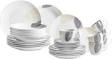 MÄSER 931215 Servizio da tavola splendidamente decorato per 6, servizio combinato 30 pezzi, con forme senza cornice, porcellana, bianco