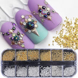 GZMAYUEN Nail Art Perle Micro Caviar Per Nägel, 0.3-3Mm Goldene Silber Mini Caviar Strasssteine, Weiß Beige Mini Nägel Perle Mikroperlen Dekor Per Nägel
