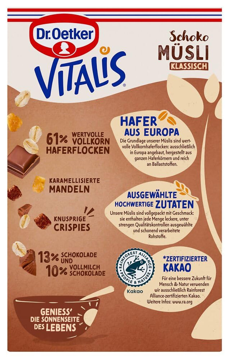Dr. Oetker Vitalis Chocolate Muesli Classic: muesli da colazione con cioccolato al latte e fondente, confezione da 7 (7 x 600 g)