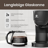 Caffettiera con filtro da 1,25 l per 10 tazze di caffè con filtro, caraffa in vetro lavabile in lavastoviglie, thermos, sistema antigoccia, spegnimento automatico, 600 W, protezione contro l'ebollizione senza acqua per casa e ufficio