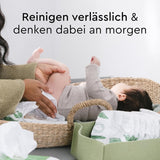 LILLYDOO Salviette umidificate Green, 600 salviette (10 x 60), salviette resistenti allo strappo 100% senza plastica - Senza profumo, delicate e naturali, detergenti delicati per pelli sensibili, dermatologicamente testate