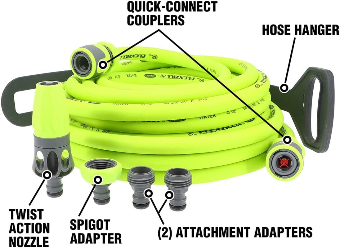 Set tubo da giardino a collegamento rapido, 1/2 pollice x 50 piedi, resistente, leggero, sicuro per l'acqua potabile - hfzg12050qn