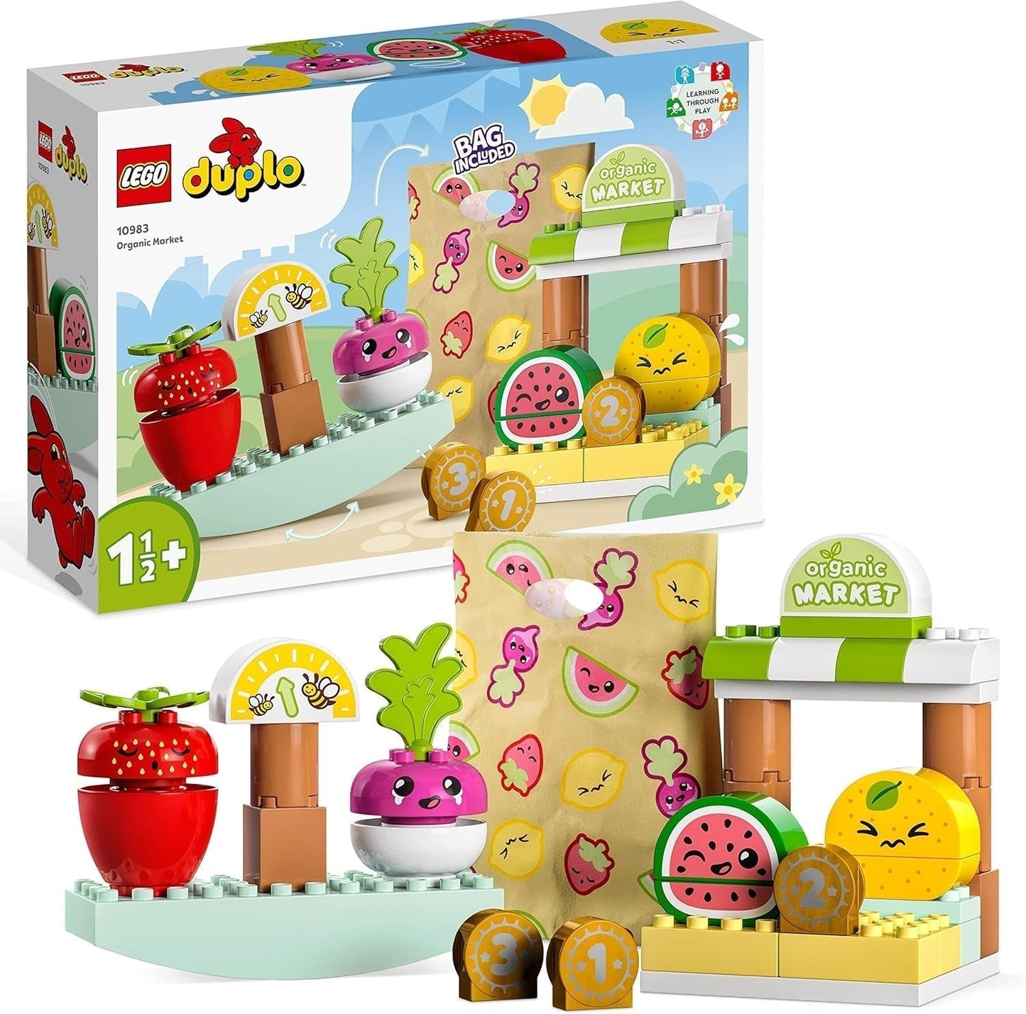 LEGO DUPLO Il mio primo mercato biologico, set negozio di giocattoli per ragazzi e ragazze, giocattolo educativo per bambini a partire da 1,5 anni, accessori per frutta e verdura 10983 Set da costruzione Besuche den LEGO-Store Single