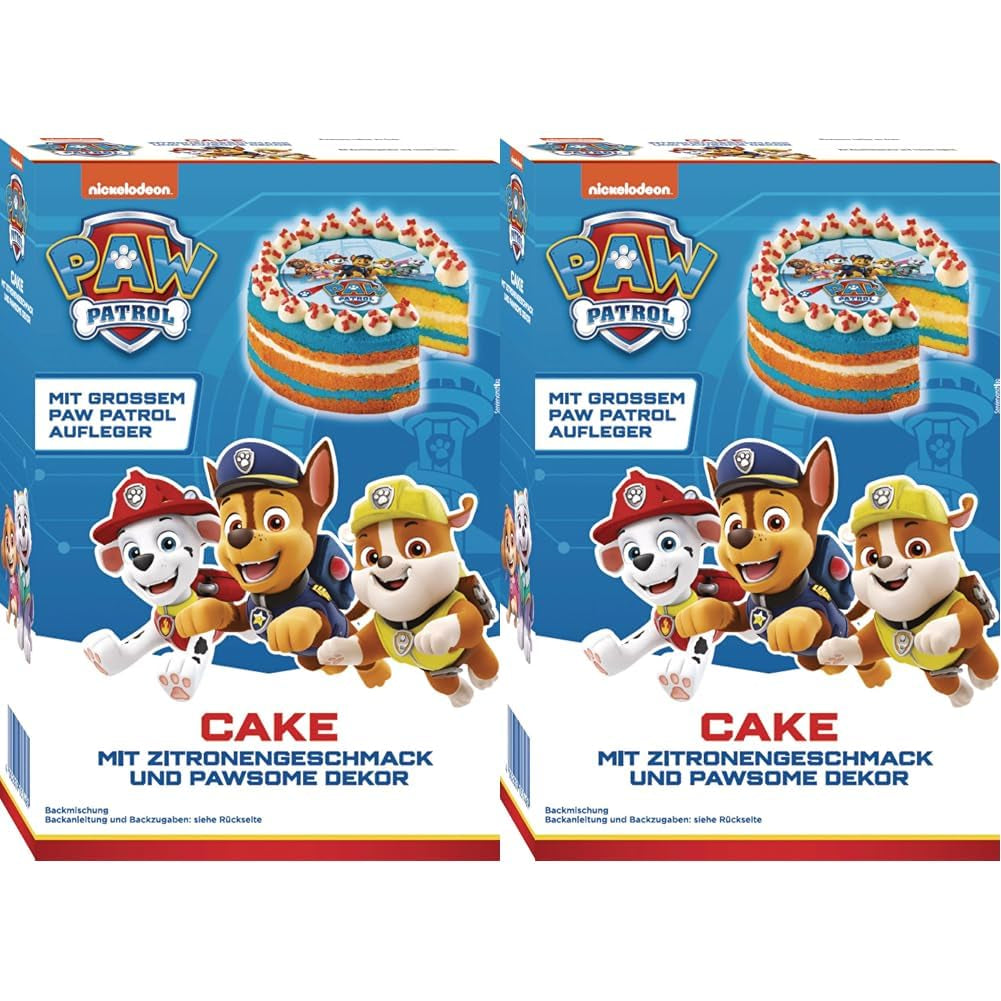 RUF X PAW Patrol Muffin Backmischung Mit Erdbeer-Geschmack, Für 12 Paw Patrol Muffins, Inkl.16 Oblaten-Auflegern und Pawsome Muffin-Förmchen, 1 X 394G Naty Shop 361.2 G (2Er Pack) Kuchen