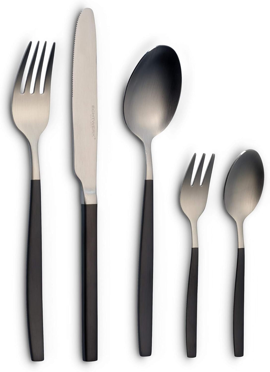 Echtwerk Positano Due-Bronze Set Posate, Black Edition, 20 Pezzi, 4 Persone Cucina Naty Shop Argento/Nero