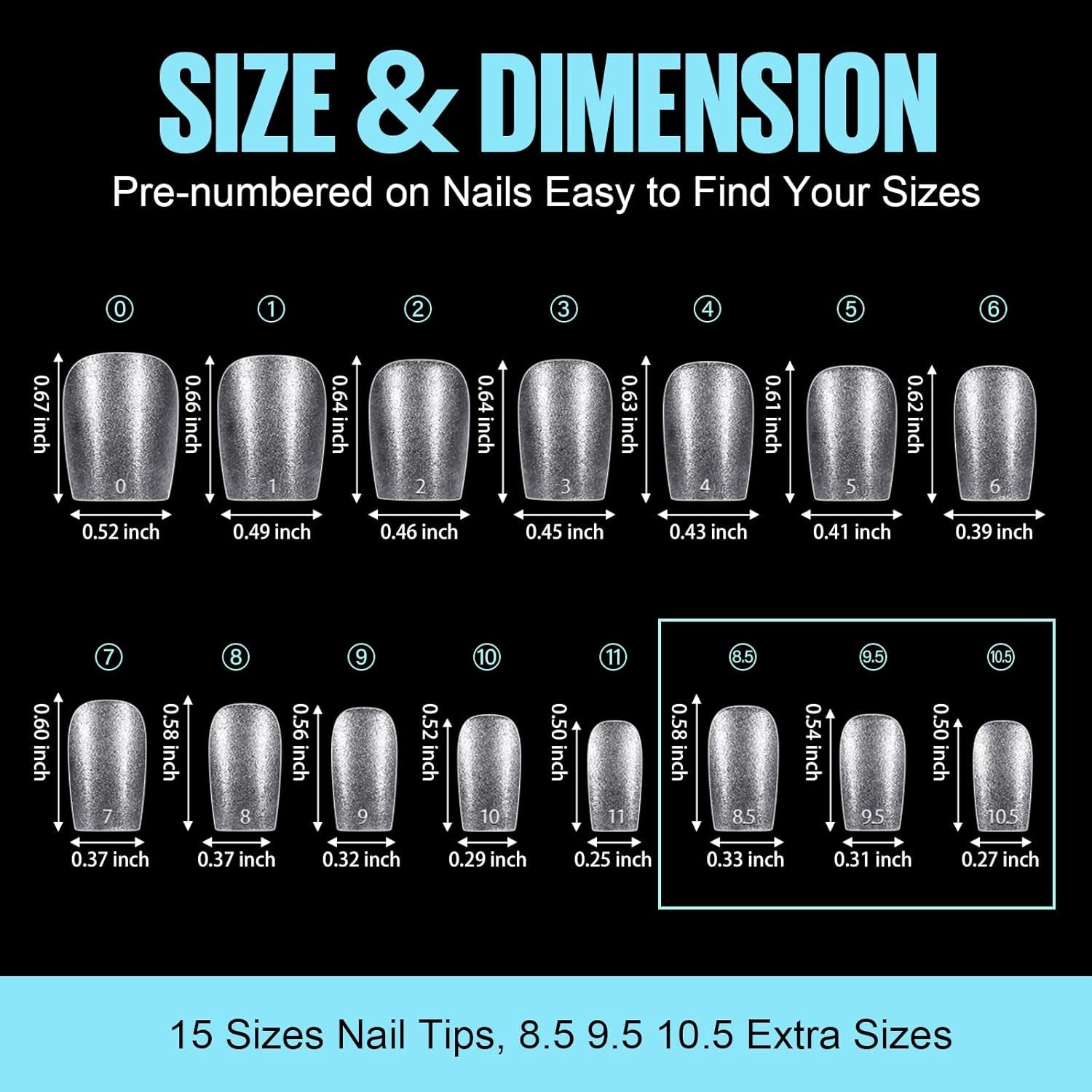 TOMICCA Coffin Tips Punte per unghie ultra corte - Punte per unghie, Punte in gel morbido, Copertura completa, Punte per unghie artificiali opache preformate, Punte per unghie in gel - 360 pezzi, 15 dimensioni