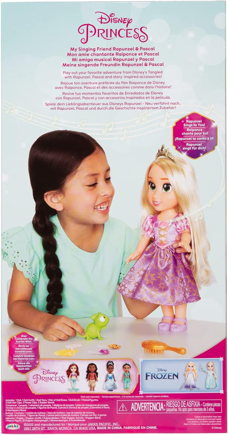 Disney Princess Rapunzel canta bambola 35 cm, canta "I See the Light", include accessori per divertirsi ancora di più, perfetta per bambine sopra i 3 anni, Purple Dolls Naty Shop