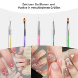 8 pezzi Nagel Pinsel, Nagelkunstpinsel Pinsel Set, Pinsel Für Nägel Mit Doppelkopf Nail Art Pinsel Set Dotting Pen und Gel Brush for Nails Präzise Pinsel Für Nageldesign und Verzierungen