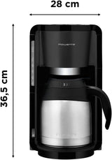 Rowenta Adagio Macchina per caffè espresso con filtro, caraffa termica in acciaio inossidabile, mantiene il caffè caldo fino a 4 ore, capacità 10-15 tazze, capacità 1,25 l, cestello filtro rimovibile, spegnimento automatico, nero, CT3818