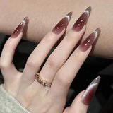 Moonglow Unghie Lunghe Stiletto Bianco Latte Rosa Sfumato Glitter Unghie Finte Fresche Con Colla Unghie Artificiali Glitter Rosa Ombre