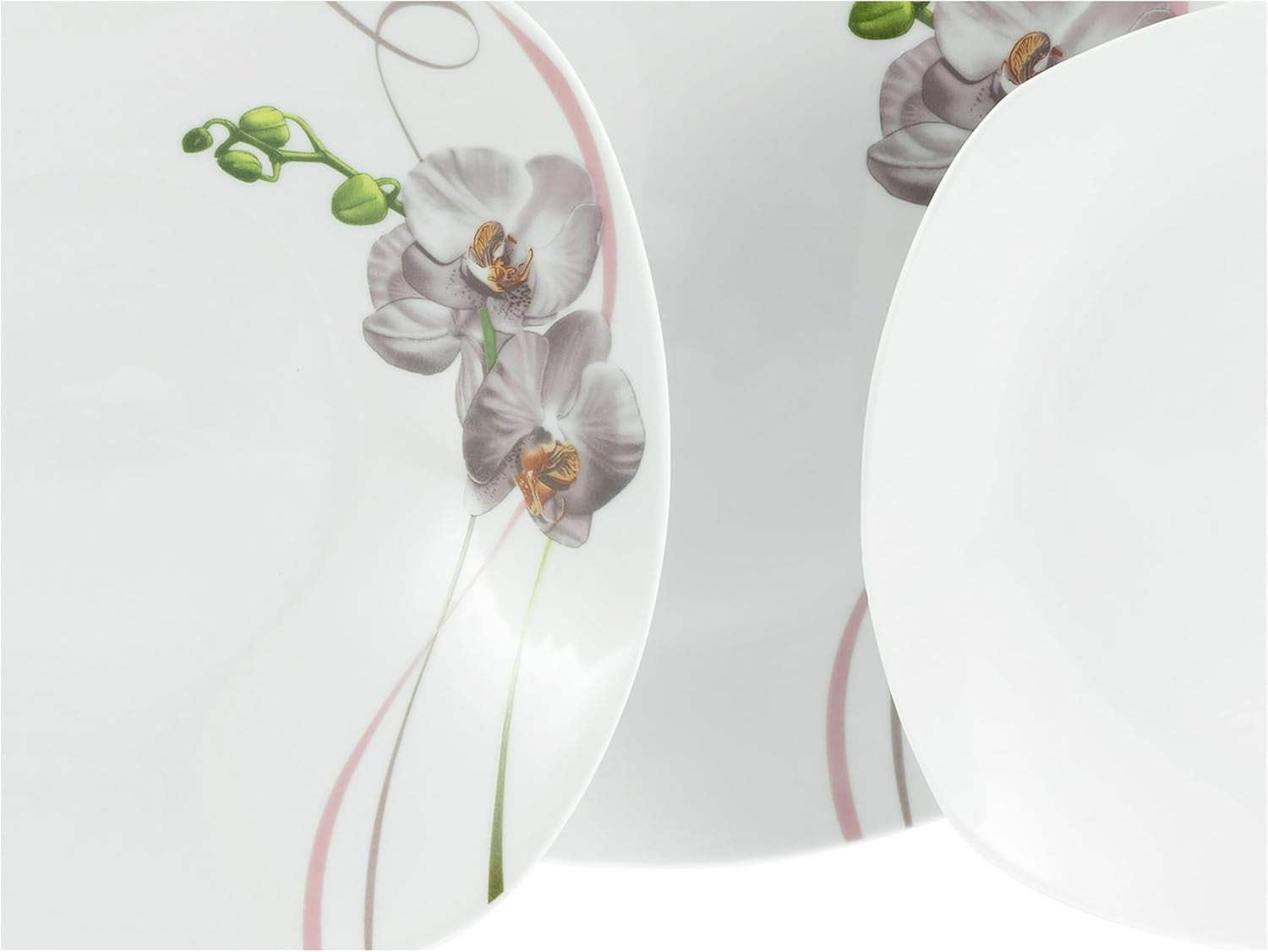 CreaTable, 24024, serie Square Orchid, set di stoviglie da 18 pezzi per 6, servizio da caffè in porcellana, lavabile in lavastoviglie e adatto al microonde, produzione di qualità